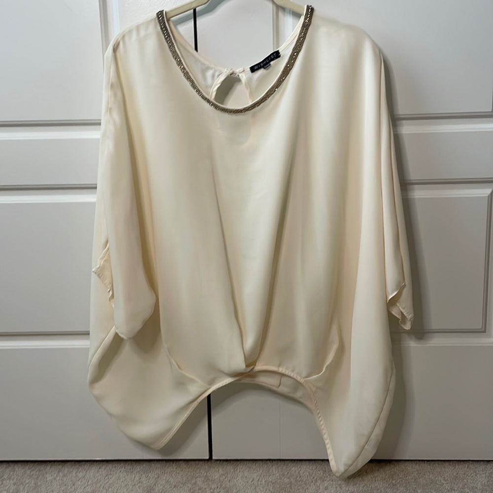 Sparkle collar batwing flowy blouse